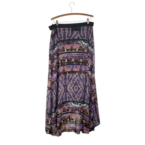 Marciano Modern Mix Skirt Purple Chiffon Boho Whimsigoth Tulip Hem Size Large - Picture 2 of 10